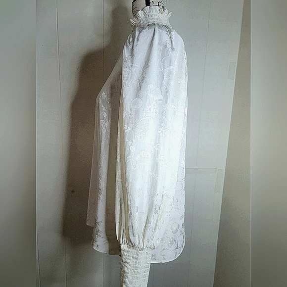 Shoshanna Lyam Long Sleeve Damask Blouse XS Winter White NWT - Picture 3 of 14